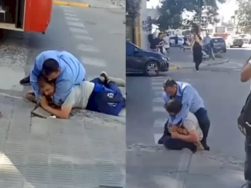 Un motoquero y un colectivero terminaron a las piñas por una discusión de tránsito