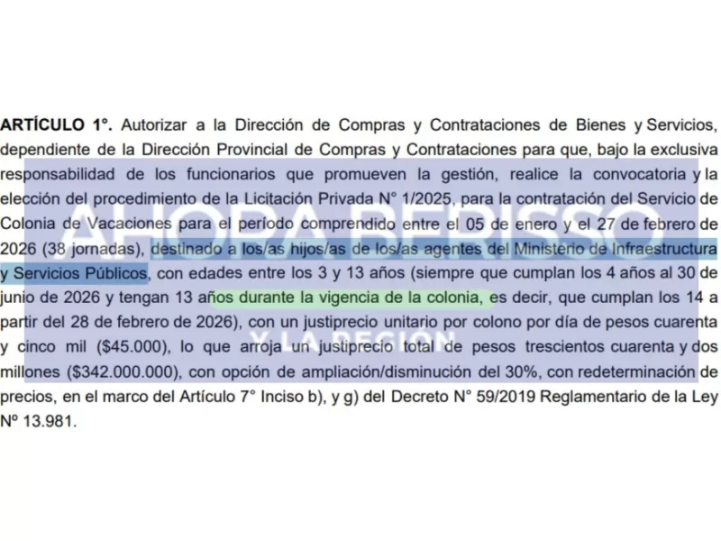 Axel Kicillof avala un programa recreativo solo para hijos de empleados de Infraestructura