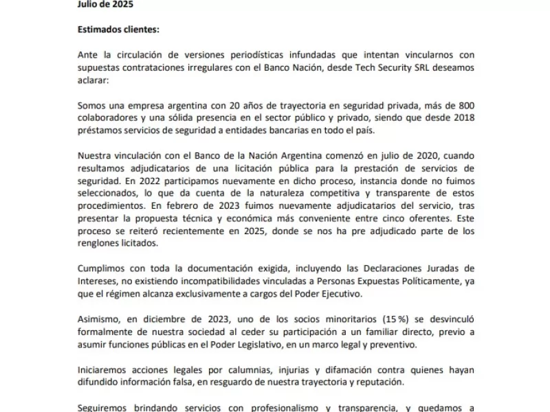 Tech Security busca frenar el daño con acciones legales