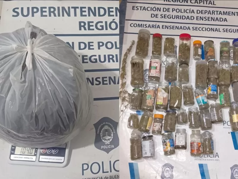 Detuvieron a un joven en Punta Lara y secuestraron m&aacute;s de un kilo de marihuana durante un allanamiento