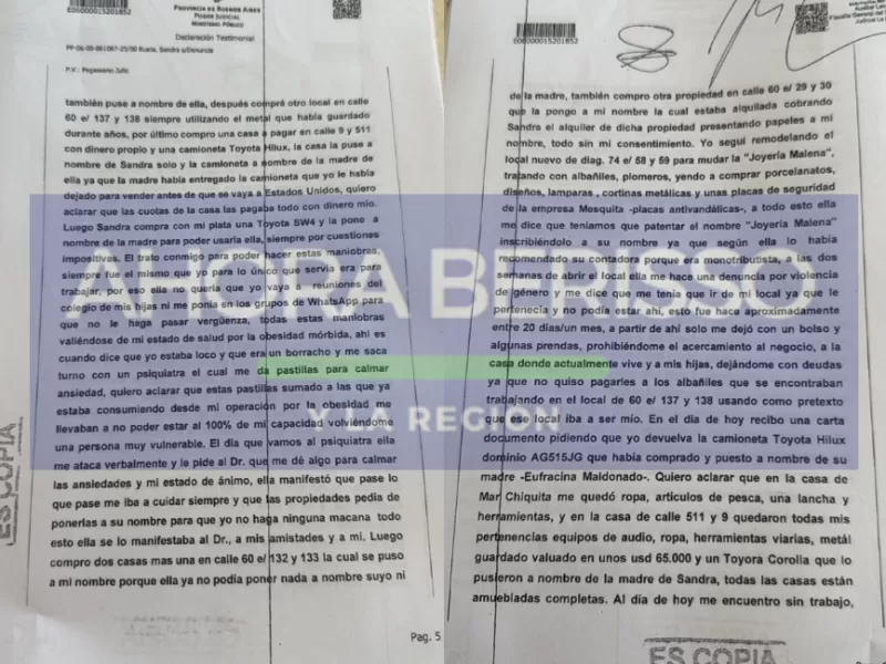 La Justicia de La Plata eval&uacute;a acusaciones por presunta violencia econ&oacute;mica en una expareja
