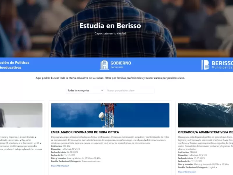 Berisso lanza una plataforma para centralizar toda su oferta educativa