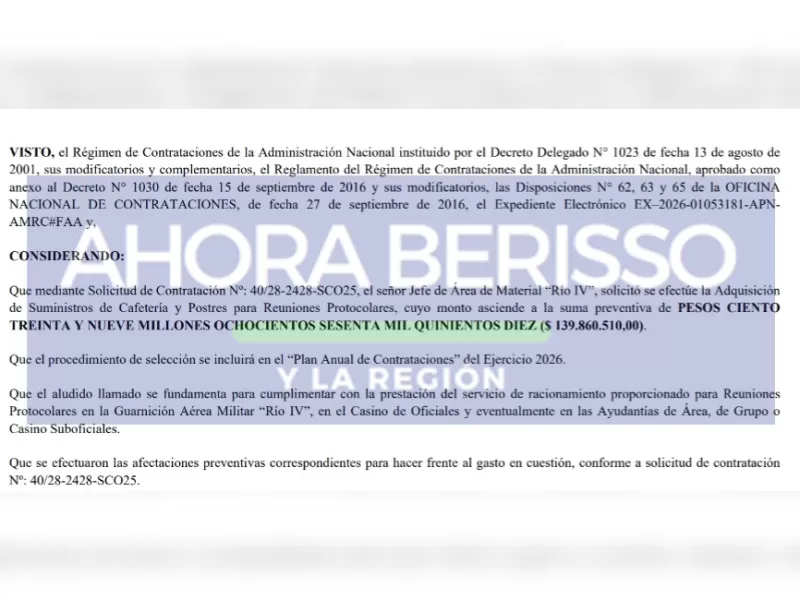 Una disposici&oacute;n del &aacute;rea encabezada por Carlos Presti habilit&oacute; la compra de alimentos para eventos formales