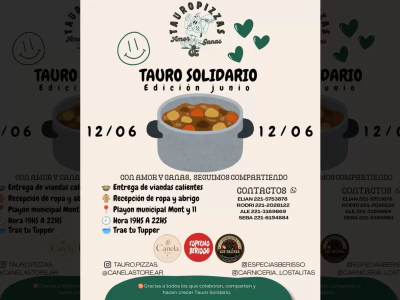 Realizarán una nueva jornada de “Tauro Solidario” en Berisso