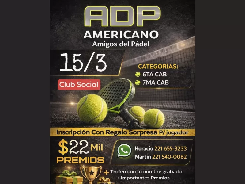 Torneo de pádel en el Club Social con premios, trofeo y regalos para los participantes