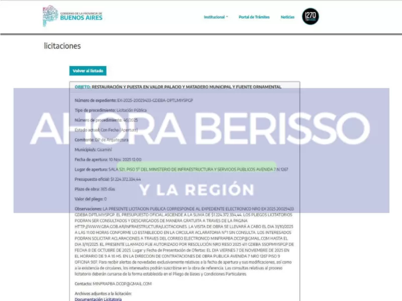 Axel Kicillof habilitó una licitación de 1.224 millones para modernizar el edificio municipal de Guaminí