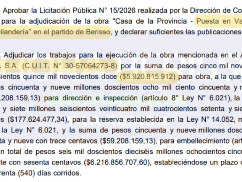Se reconstruirá el Palacio Municipal de Berisso por un monto total de $7.500 millones