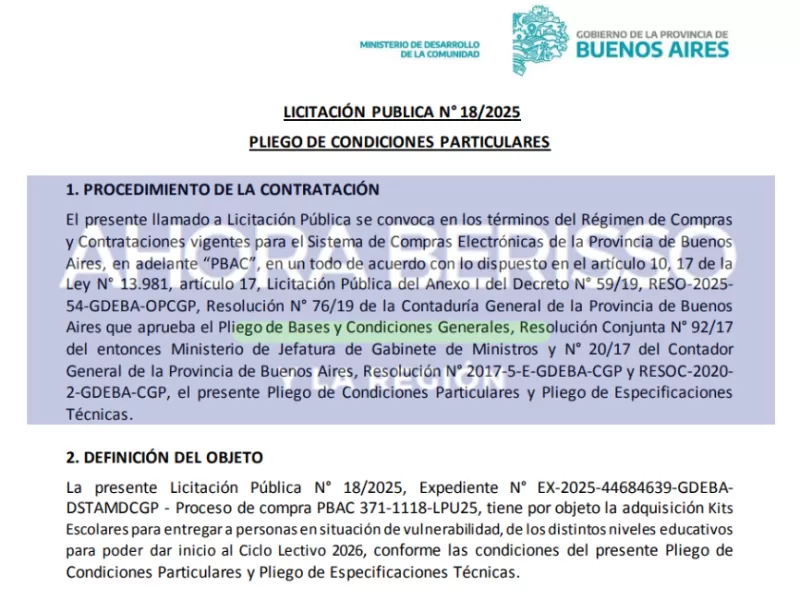 Una licitaci&oacute;n del gobierno de Axel Kicillof prev&eacute; kits escolares con elementos b&aacute;sicos para el regreso a clases