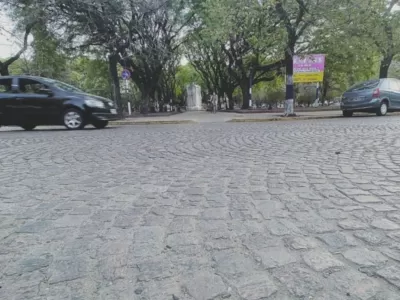 ¿Chau adoquines? Avanza la pavimentación en Plaza Rocha e Italia tras un fallo judicial